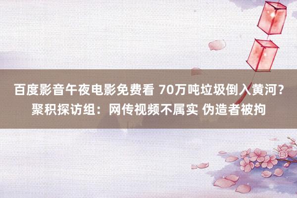 百度影音午夜电影免费看 70万吨垃圾倒入黄河？聚积探访组：网传视频不属实 伪造者被拘