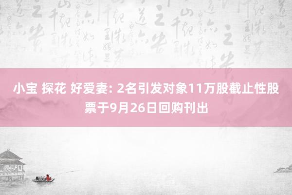 小宝 探花 好爱妻: 2名引发对象11万股截止性股票于9月26日回购刊出