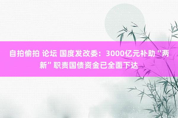 自拍偷拍 论坛 国度发改委：3000亿元补助“两新”职责国债资金已全面下达