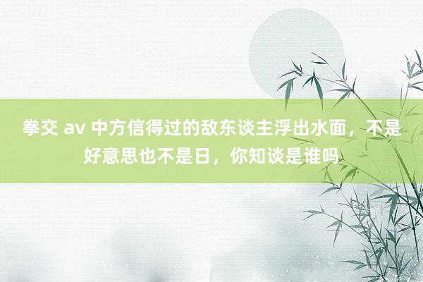 拳交 av 中方信得过的敌东谈主浮出水面，不是好意思也不是日，你知谈是谁吗