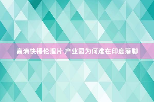 高清快播伦理片 产业园为何难在印度落脚