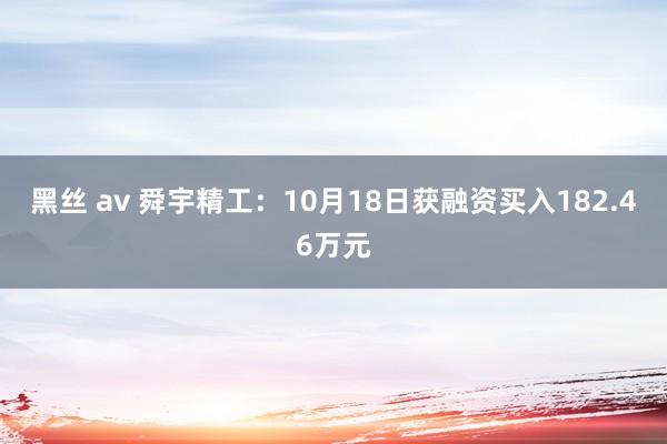 黑丝 av 舜宇精工：10月18日获融资买入182.46万元