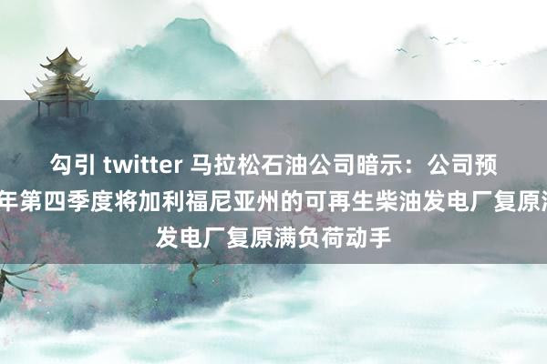 勾引 twitter 马拉松石油公司暗示：公司预备在2024年第四季度将加利福尼亚州的可再生柴油发电厂复原满负荷动手