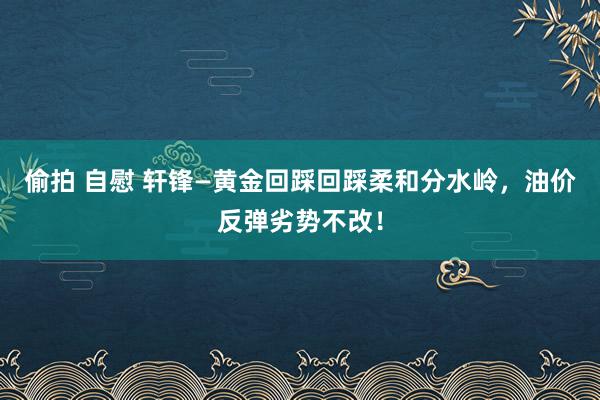 偷拍 自慰 轩锋—黄金回踩回踩柔和分水岭，油价反弹劣势不改！